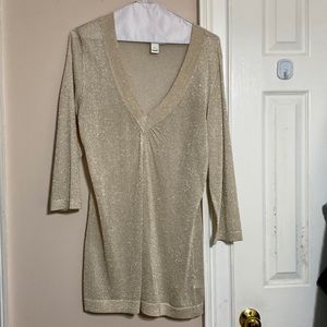 Gold blouse perfect for holiday parties!